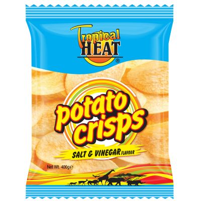 TROPICAL HEAT POTATO CRISPS SALT & VINEGAR 400G - Hypa Africa