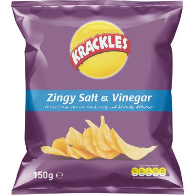 KRACKLES POTATO CRISPS ZINGY SALT & VINEGAR 125G - Hypa Africa
