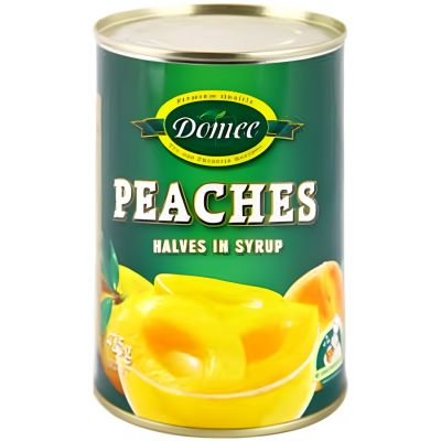 DOMEE PEACH HALVES SYRUP 425G - Bulkbox Wholesale