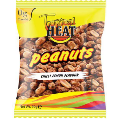 TROPICAL HEAT CHILLI LEMON PEANUTS 70G - Bulkbox Wholesale