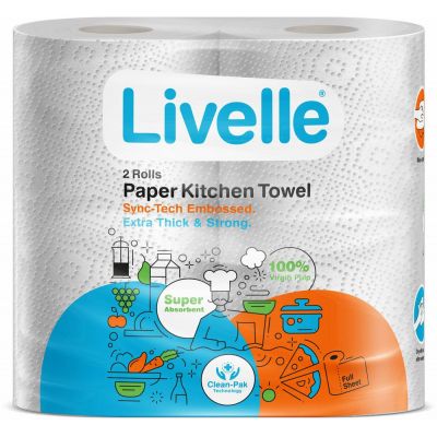 LIVELLE KITCHEN TOWEL TWINS WHITE 2S - Bulkbox Wholesale