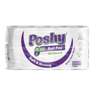 POSHY ROLL POA TOILET TISSUE UNWRAPPED WHITE 10S - Bulkbox Wholesale POSHY ROLL POA TOILET TISSUE UNWRAPPED WHITE 10S - Bulkbox Wholesale