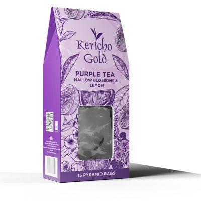 KERICHO GOLD PURPLE TEA STRING AND TAG PYRAMIDS 15'S - Bulkbox Wholesale
