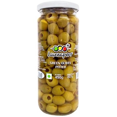 LUXEAPEARS GREEN OLIVES PITTED 450G - Bulkbox Wholesale