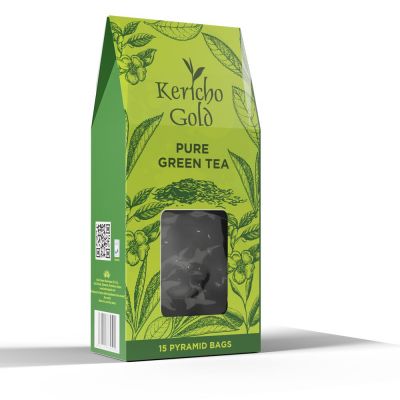 KERICHO GOLD PURE GREEN TEA STRING AND TAG PYRAMIDS 15'S - Bulkbox Wholesale
