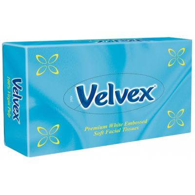 VELVEX FACIAL TISSUE EMBOSSED BLUE STANDARD 80 SHEETS - Hypa Africa