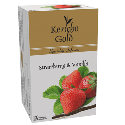 KERICHO GOLD SPECIALITY INFUSIONS STRAWBERRY & VANILLA ENVELOPE TEA BAGS 20'S - Bulkbox Wholesale