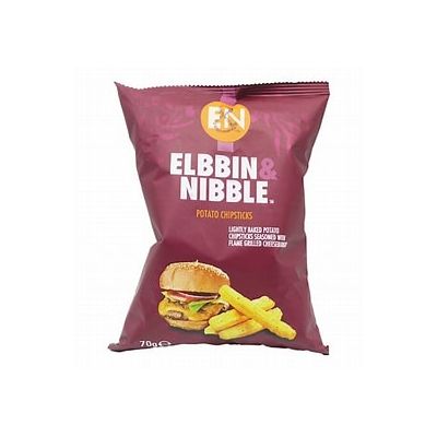 ELBBIN AND NIBBLE NACHO CHEESE POTATO CHIPSTICKS 70G - Bulkbox Wholesale