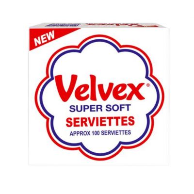 VELVEX WHITE PLAIN SERVIETTES 100 SHEETS - Bulkbox Wholesale