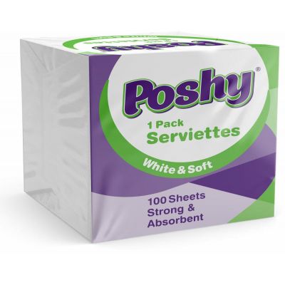 POSHY SERVIETTES 100 SHEETS - Bulkbox Wholesale