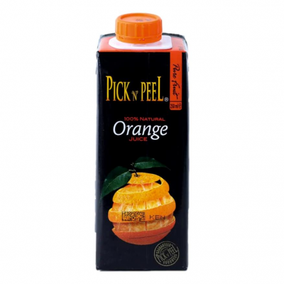 PICK N PEEL PURE FRUIT JUICE TETRA ORANGE 250ML - Bulkbox Wholesale